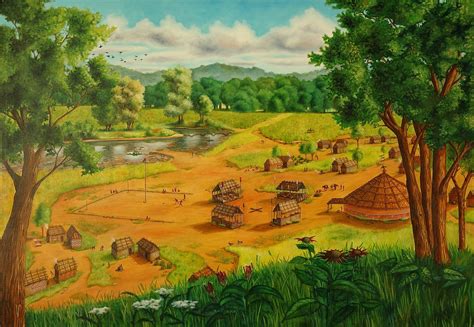 Creek Village Painting