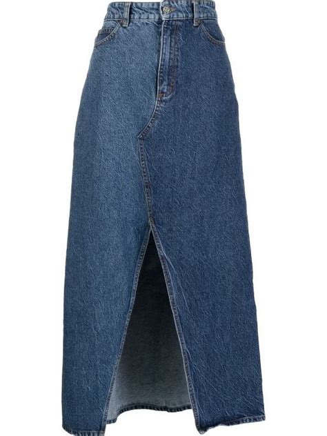 Maxi Skirt With Slit High Waisted Denim Skirt Denim Maxi Skirt High