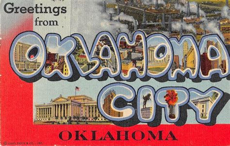 Oklahoma city Oklahoma Large Letter Linen Postcard (T114) - Mary L. Martin Ltd. Postcards