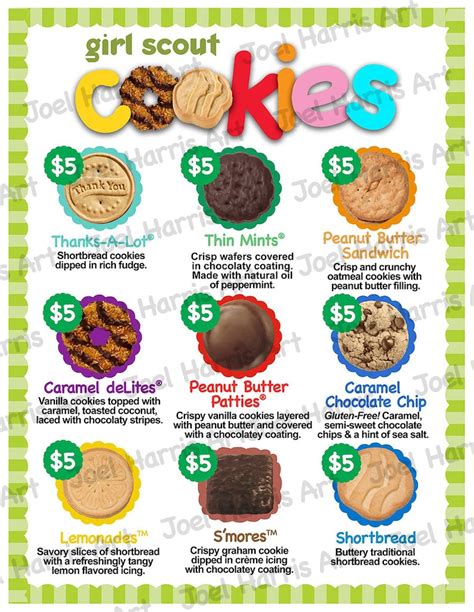 2020 Abc Girl Scout Lanyard Cookie Price List All Cookies 5 00 Etsy