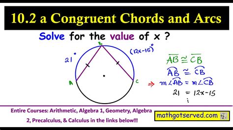 10 2 A Learn How To Solve Congruent Chord And Arcs Cirlce Geometry