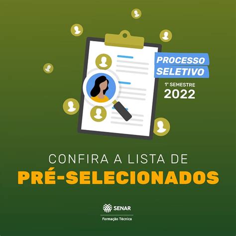 Senar Divulga Lista De Pr Selecionados Para Cursos T Cnicos Senar Rio