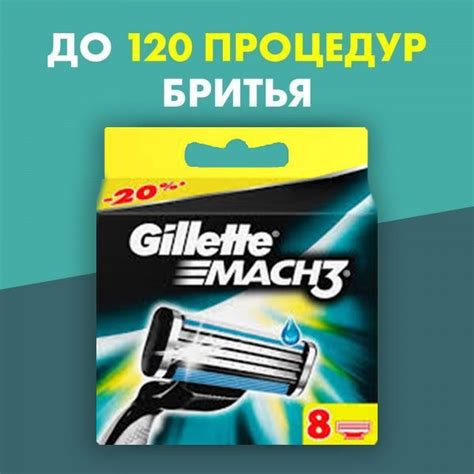Сменные кассеты для бритвы GILLETTE MACH3 CLASSIC (классический вариант ...