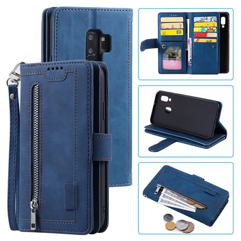 Dteck Wallet Case For Samsung Galaxy S9 Matte Pu Leather Case Built In 9 Card Slots Zipper