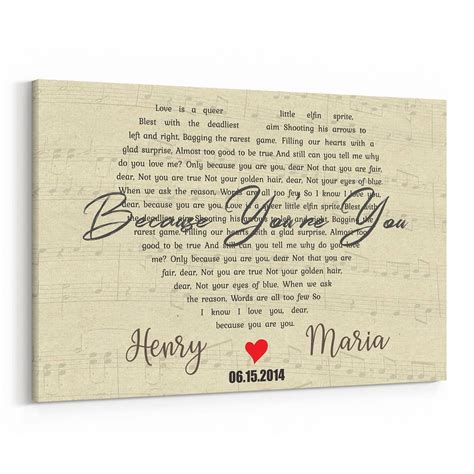 Custom Heart-Shaped Song Lyrics on Canvas - 365Canvas