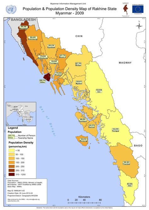 Population & Population Density Map of Rakhine State Myanmar - 2009 ...