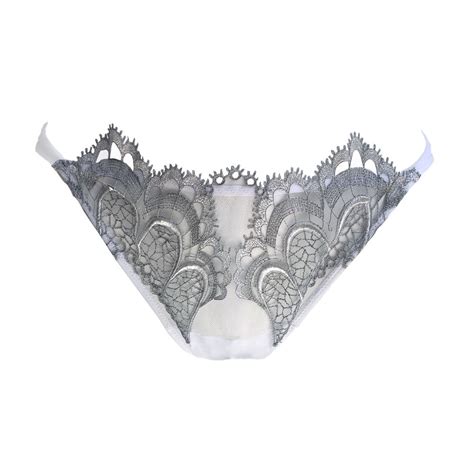 Ambra Lingerie Slips Grand Arche Tanga White Grey Italian Design