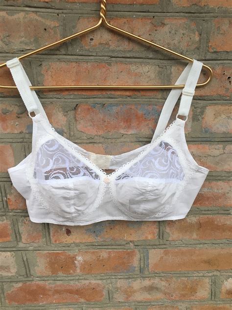 Bralette Bra Brassiere Vintage Underwear Luxury Thin Light Cotton Lace Lingerie Lady White