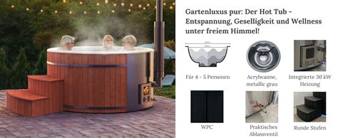 Hot Tub WPC Cm Badefass Mit Integriertem Holzofen Und Acryl
