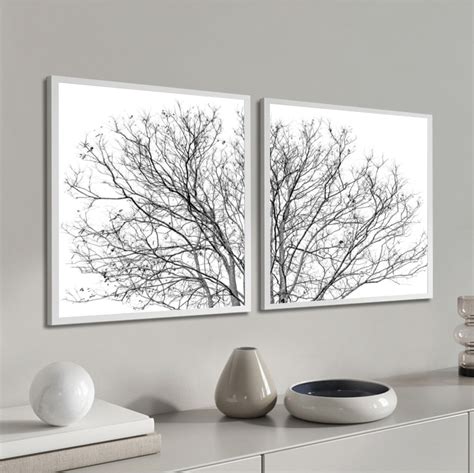 Quadro Decorativo Árvore Preto e Branco Galhos Secos Moldura