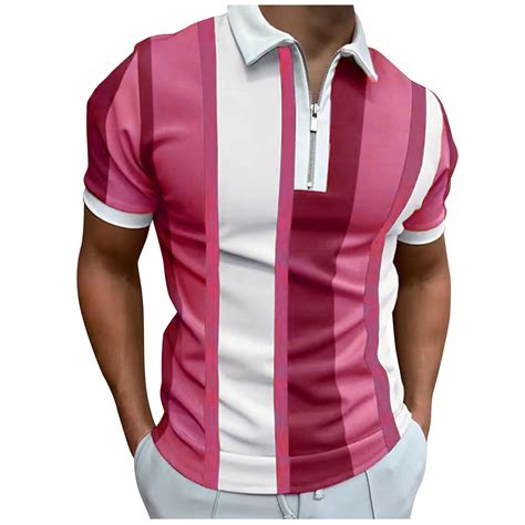 Polo Shirts For Men Casual Summer Color Splice Print Turn Down Short Sleeve Polo Shirt