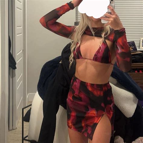 White Fox Skirt Bikini Plus Top Set Size Xs Depop