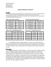 Simple Distillation Lab Report.pdf - Aamaiyah Barefield CHEM 237 508 ...