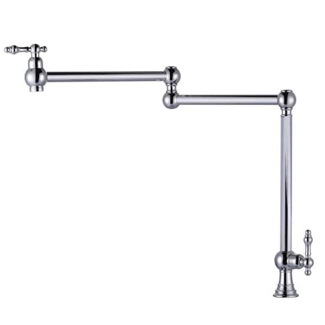 WOWOW Polished Chrome Deck Mounted Pot Filler With Double Handle And