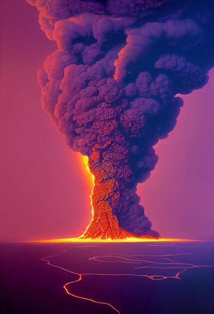 Premium AI Image | Explosion or volcanic eruption fiery puffs of steam ...