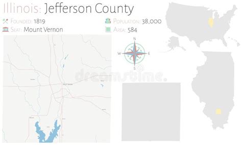 Map of Jefferson County in Illinois Stock Vector - Illustration of ...