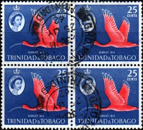 Trinidad And Tobago Sg Bird Scarlet Ibis Fine Used Block Of