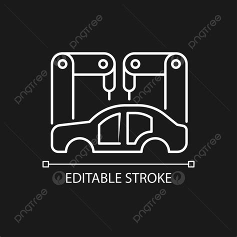 White Linear Icon For Dark Theme Manufacturing Bodyinwhite Vector