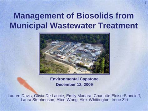 PDF Management Of Biosolids From Municipal Wastewater Treatment