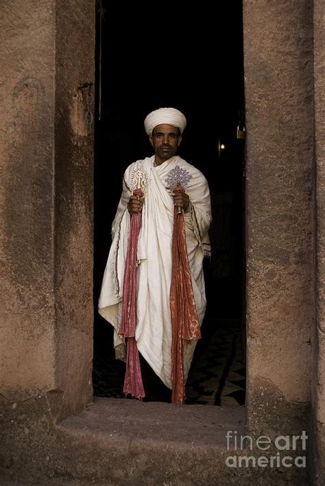 Priest Holding Cross At Coptic Church Lalibella Ethiopia Africa