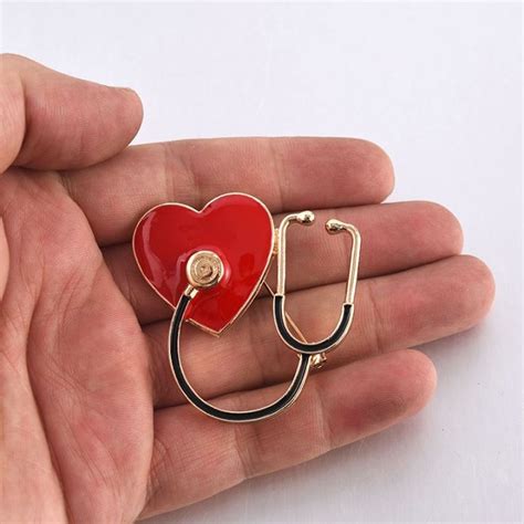 Heart Shaped Brooch Love Heart Enamel Pin For Hospital Doctors And