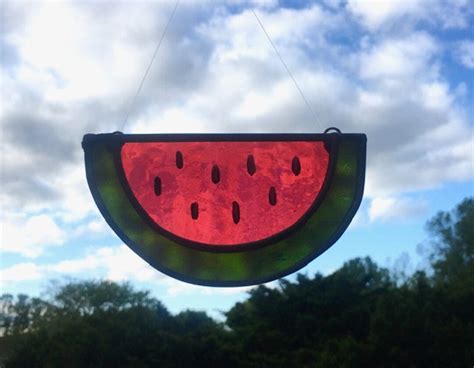 Stained Glass Watermelon Suncatcher Small Etsy