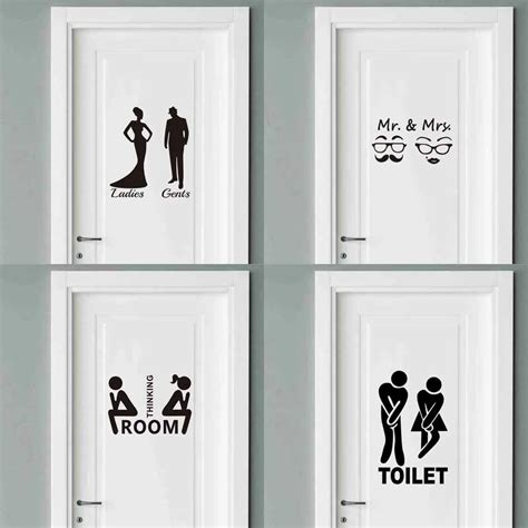 Mr And Mrs Quotes Toilet Door Sticker Fashion Bathroom Door Decals Diy Waterproof Wall Art Vinyl