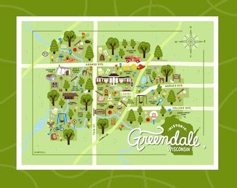 Greendale, Wisconsin City Art Map Print milwaukee County by James ...