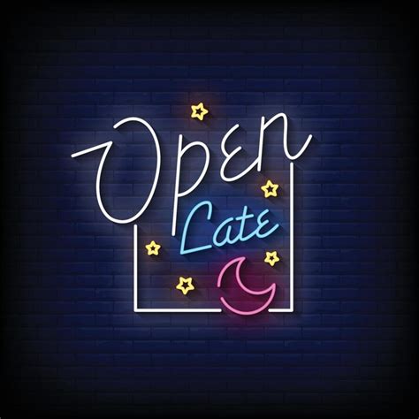 Open Late Neon Sign On Brick Wall Background Vector 7834789 Vector Art