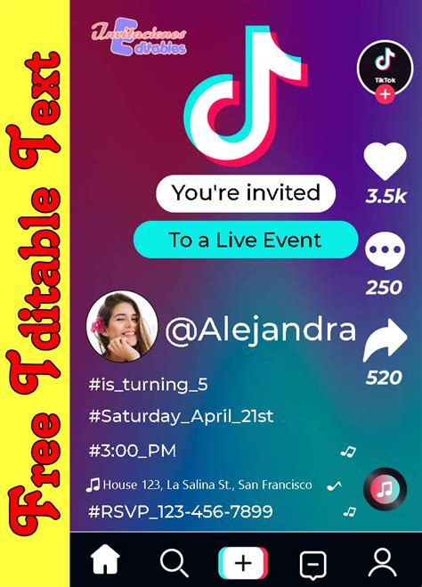 Free Editable Template Tik Tok Invitation 01 2025