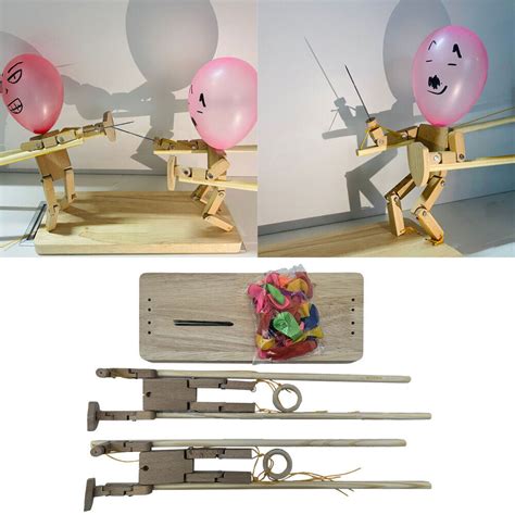 Balloon Bamboo Man Battle Wooden Bots Battle Game Two Player Fast Paced