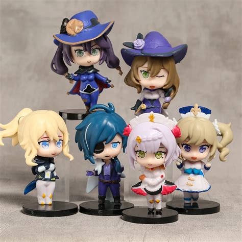 6pcsset Genshin Impact Lisa Kaeya Barbara Jean Noelle Mona Pvc Figures