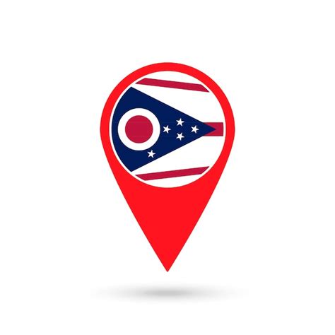 Premium Vector Map Pointer With Flag Of Ohio Vector Illustration