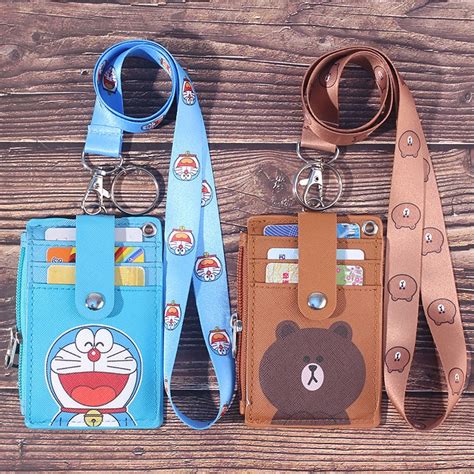 Pokemon Card Holders Pikachu Doraemon Student Multi Card Bus Lanyard