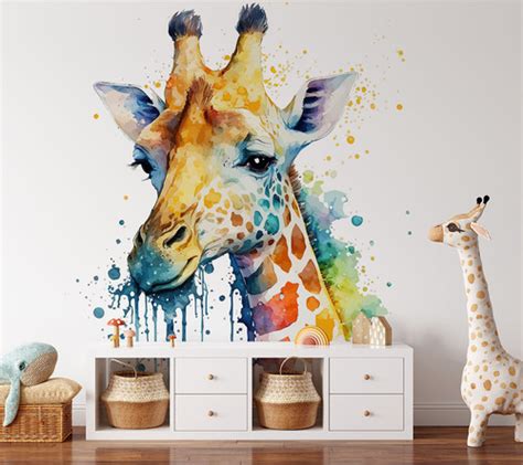 Papier Peint Enfant Panoramique Girafe Mignon My Joli Wall