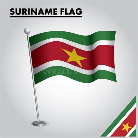 Bandera Nacional De La Bandera De SURINAME De SURINAME En Un Polo