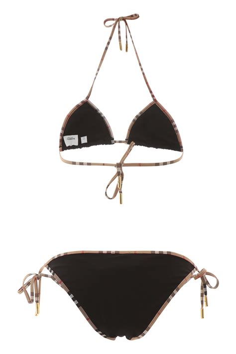 Burberry Bikini With Vintage Check Details In Black Modesens