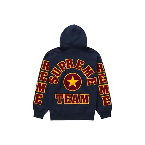 Supreme Team Chenille Hooded Sweatshirt Navysupreme Team Chenille