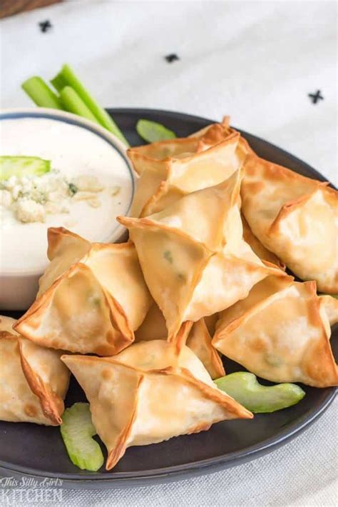 Buffalo Chicken Wontons Airfryer Recipe This Silly Girls Kitchen