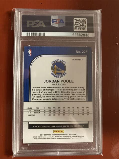 2019 Hoops Jordan Poole Rookie RC Green Prizm 223 PSA 10 EBay