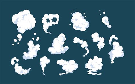 Smoke explosion animation of an explosion with comic flying clouds. Set ...