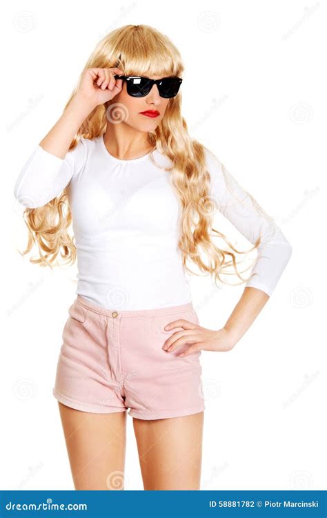 Blonde Woman In Sunglasses Stock Photo Image Of Blond Beauty 58881782
