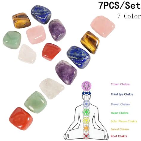 Set De 7 Colores De Piedra De Siete Chakras Yoga Chakra Reiki Irregular