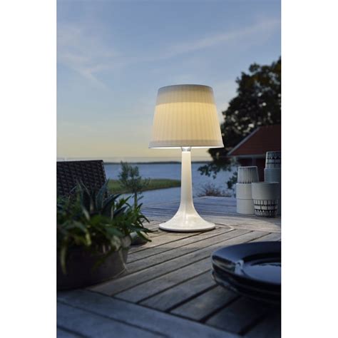 Konstsmide Assisi Solar Outdoor Led Table Lamp With White Base