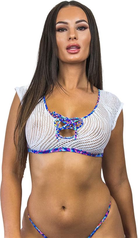 Amazon Wicked Weasel Caribbean Sea Sexy Crop Top Bikini Swimsuit