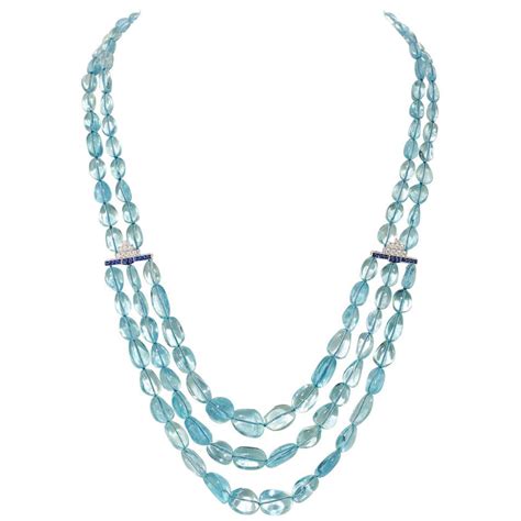 Aquamarine And Diamond Pendant Necklace For Sale At 1stdibs