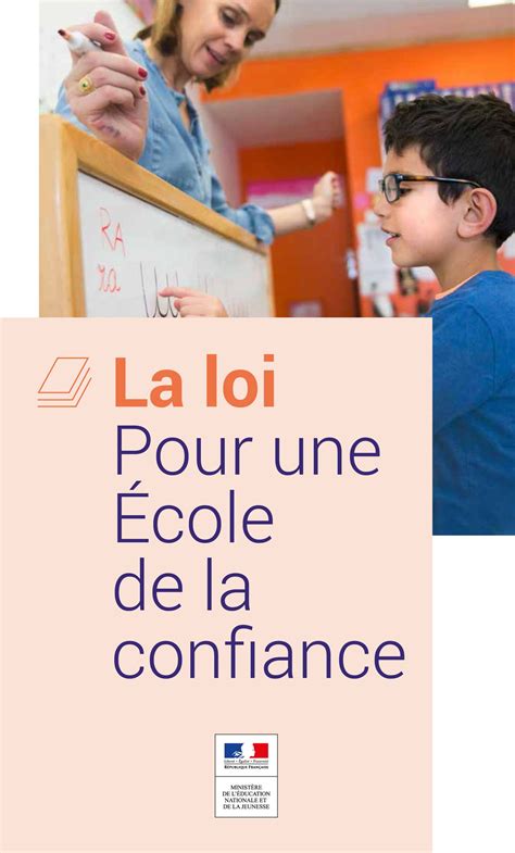 La loi pour une École de la confiance Confiance en soi Ecole Éducation