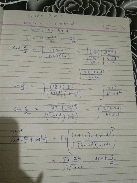 In any Δ ABC if a 2 b 2 c 2 are in AP then prove that cot A cot B