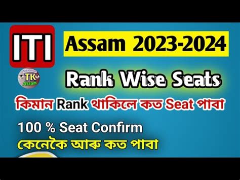 Assam Iti Rank Wise Seats Rank Seat