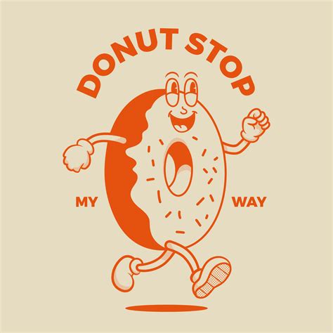 Doughnut Character Retro Mascot Character Vector Art At Vecteezy